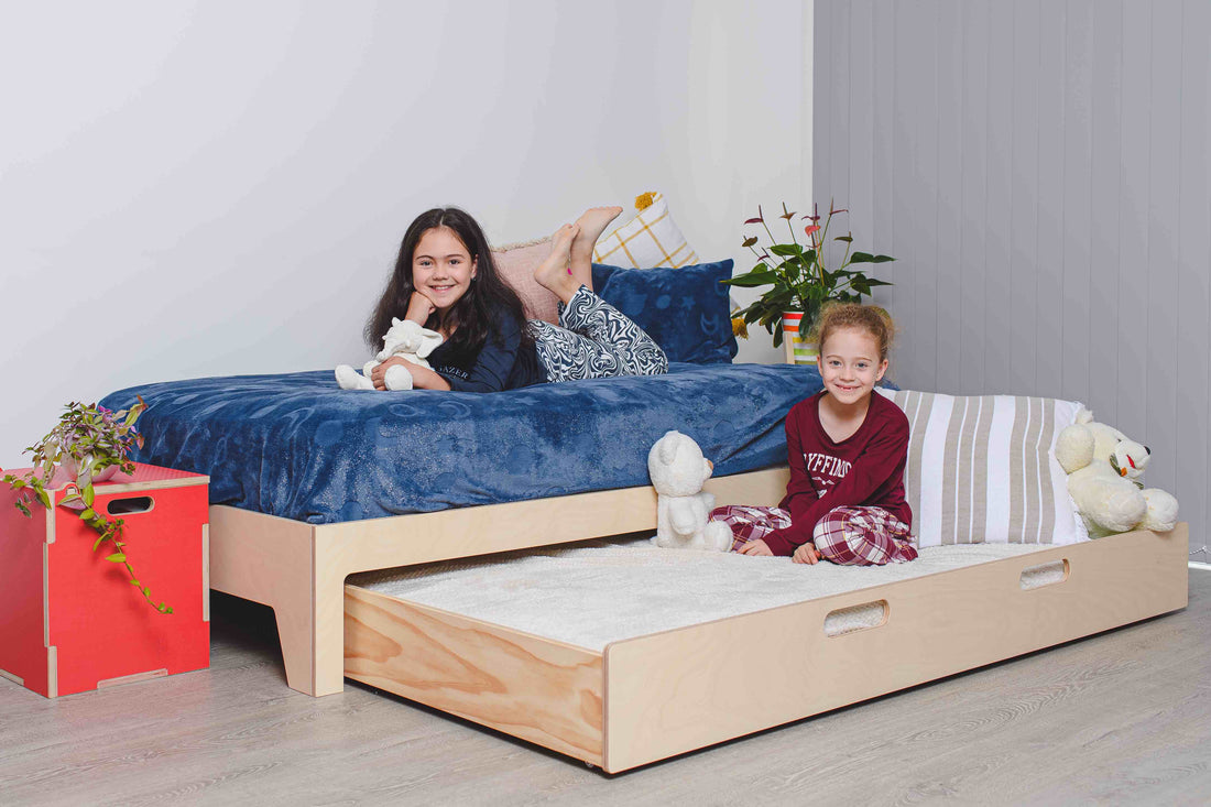 Premium trundle bed crafted from NZ Pine & Plywood. Perfect for kids' rooms and guest spaces, offering style, convenience, and durability.