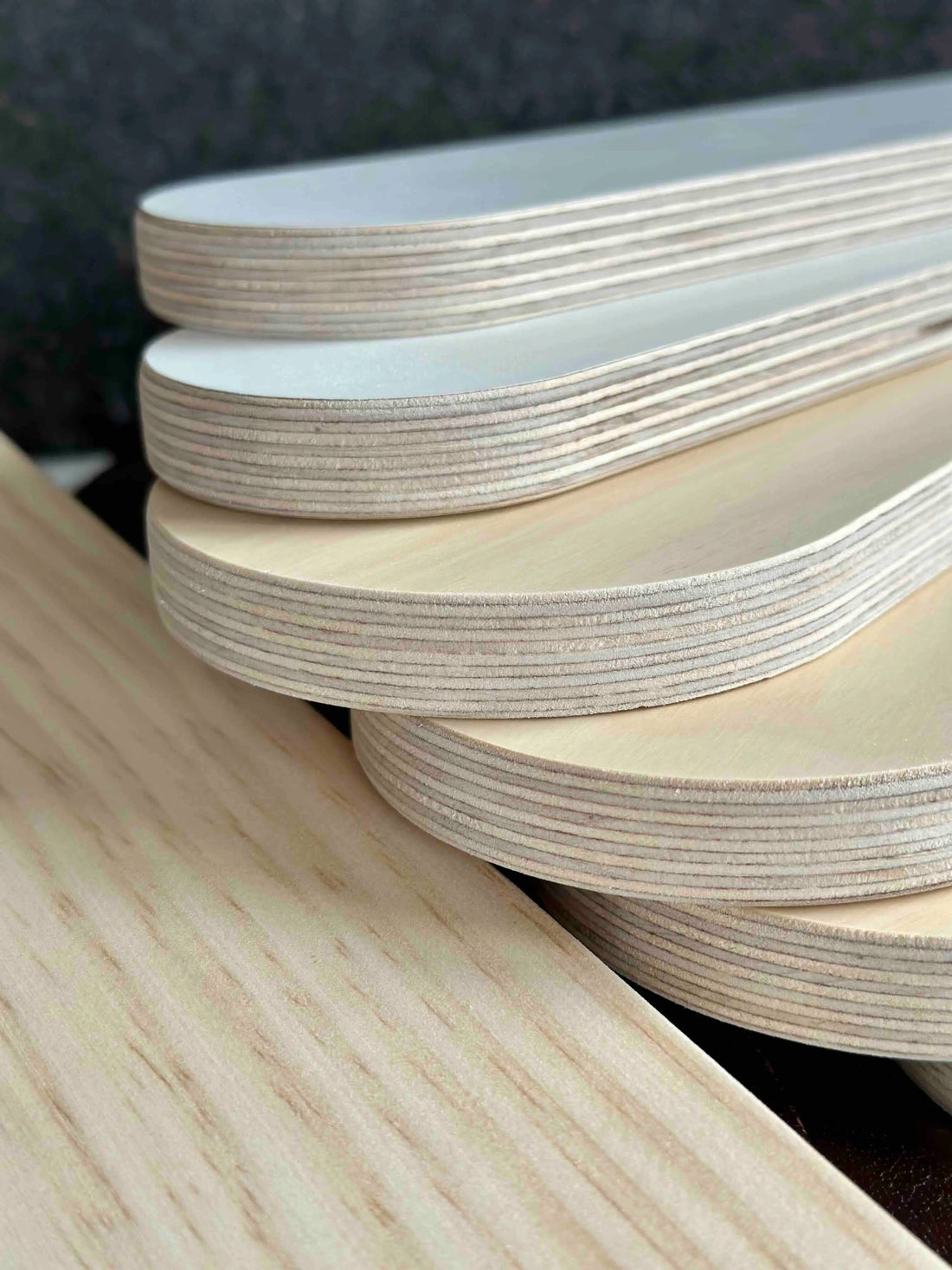 Birch plywood sheets with smooth sealed finish, used for NZ-made kids furniture — durable, easy-clean, child-safe material