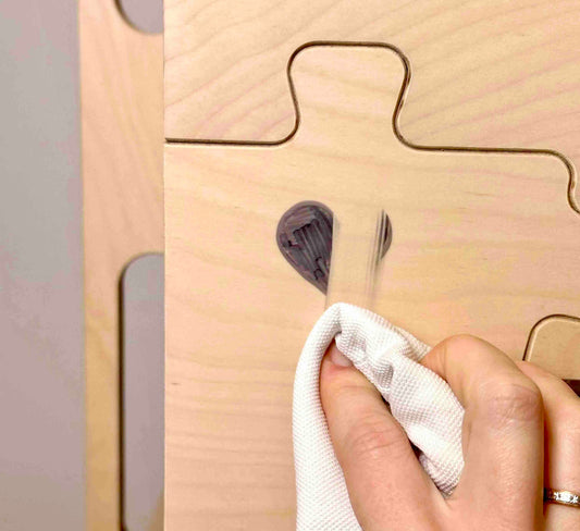 Finished birch plywood surface with smooth sealed edges, easy-clean child-safe material used in kids furniture
