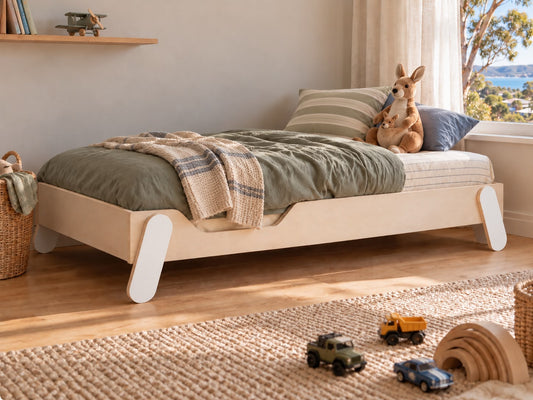 Birch Ply Convertible Toddler Floor Bed