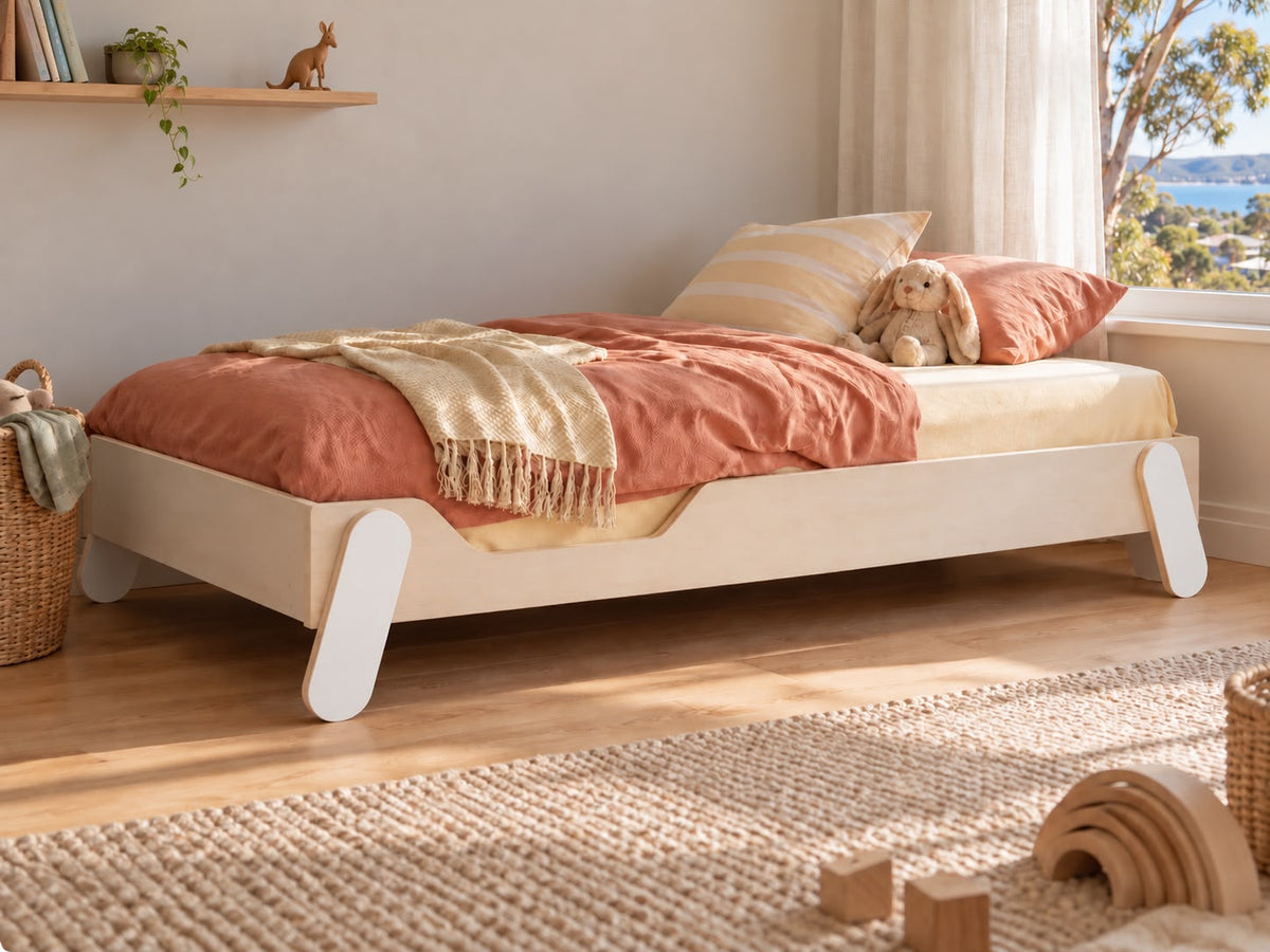 Birch Ply Convertible Toddler Floor Bed