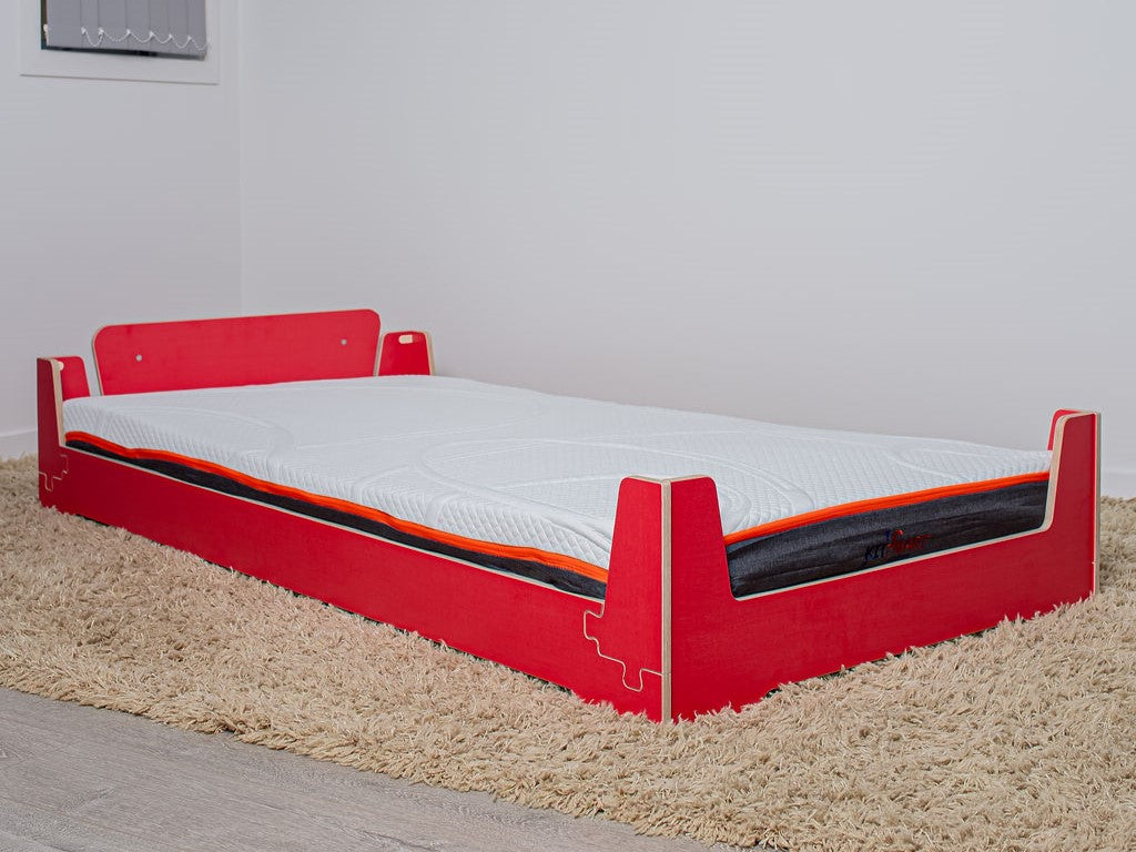 Montessori floor bed with guard rail or headboard — birch plywood design stocked in Australia