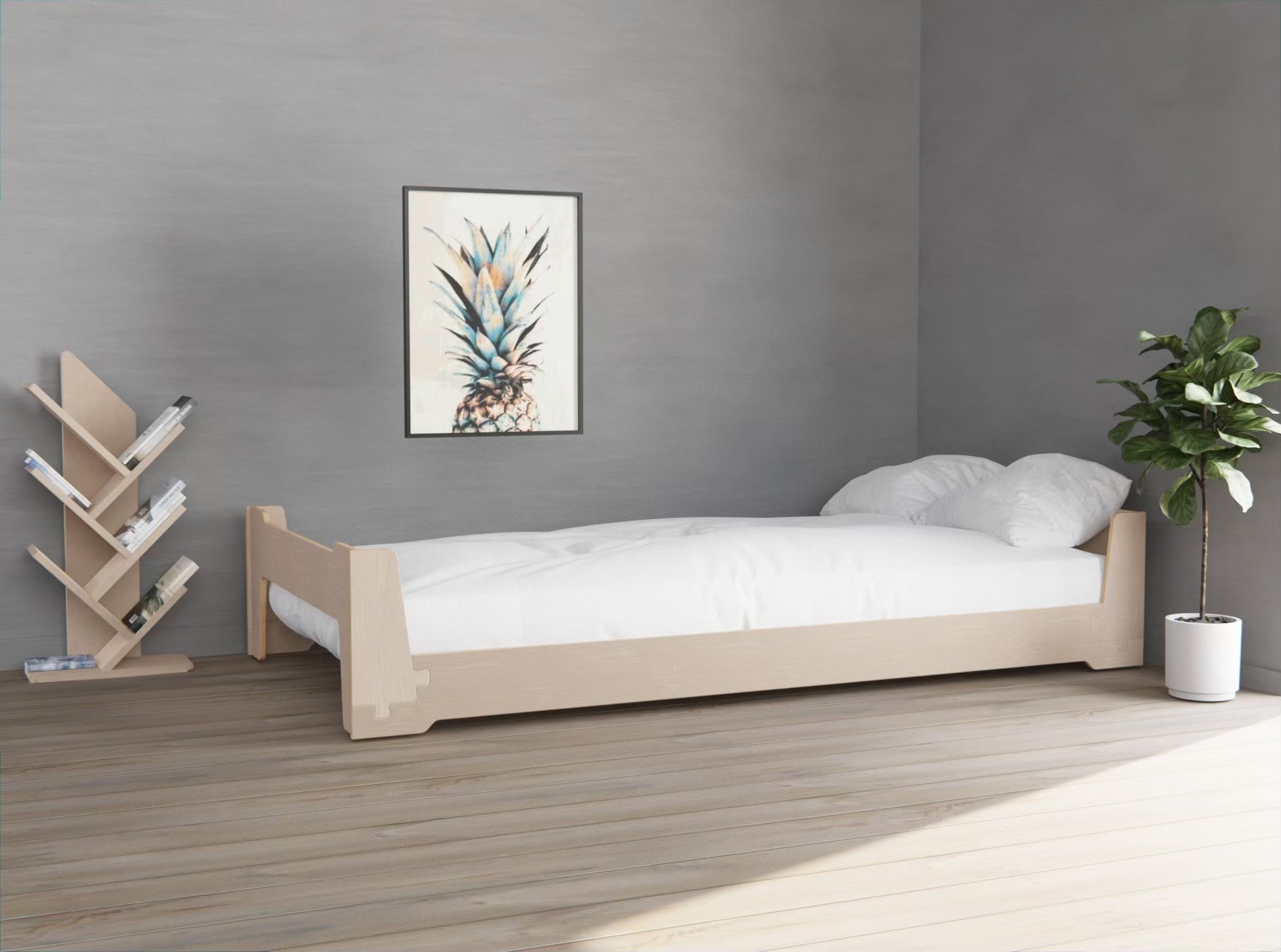 Sustainable birch flippable floor bed — sturdy Montessori design made for Australian homes