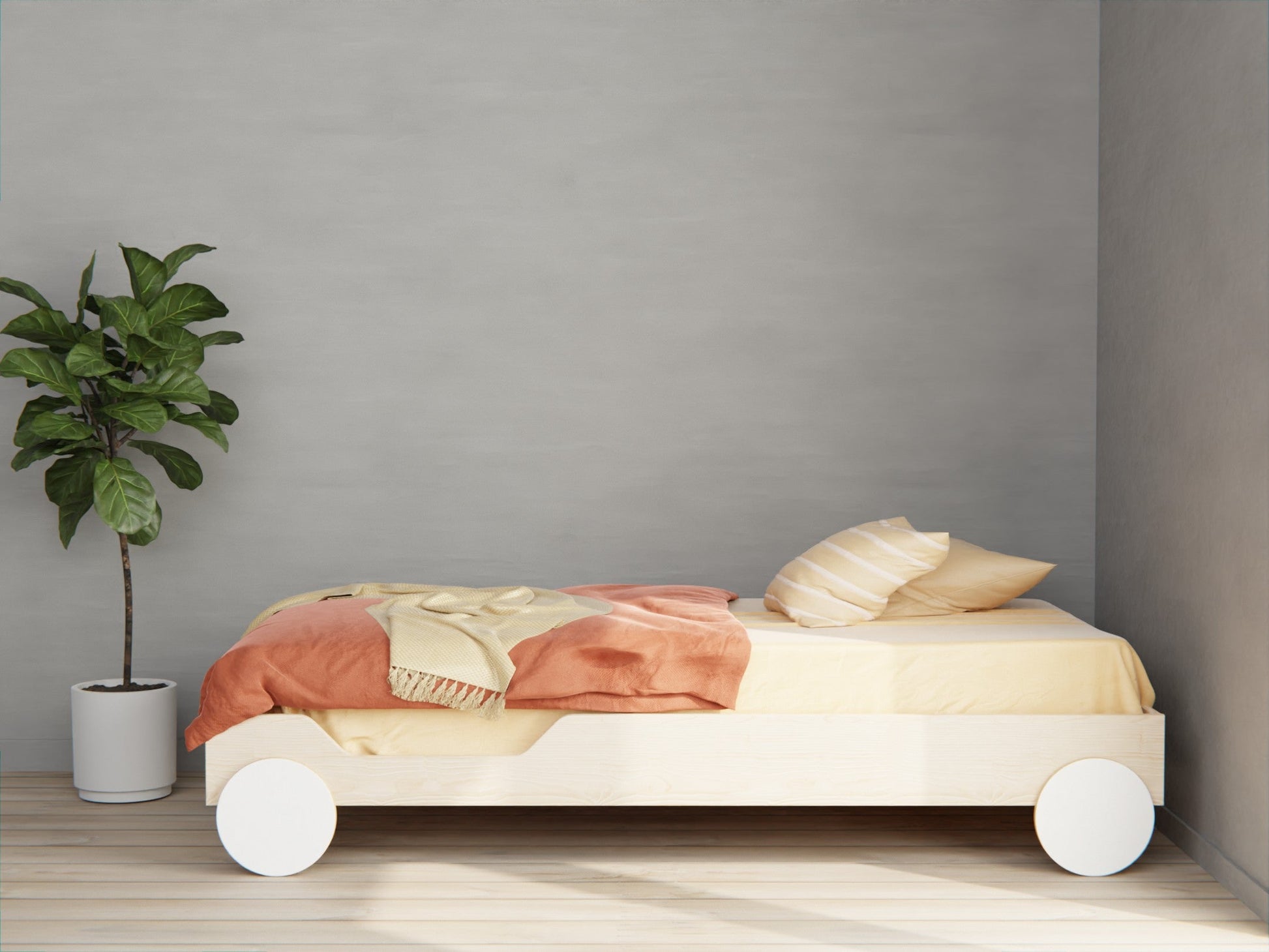 Wooden floor bed frame car for kids AU