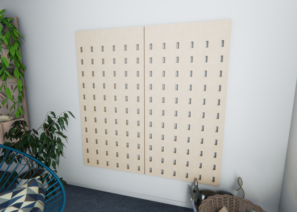 Wooden pegboard for storage