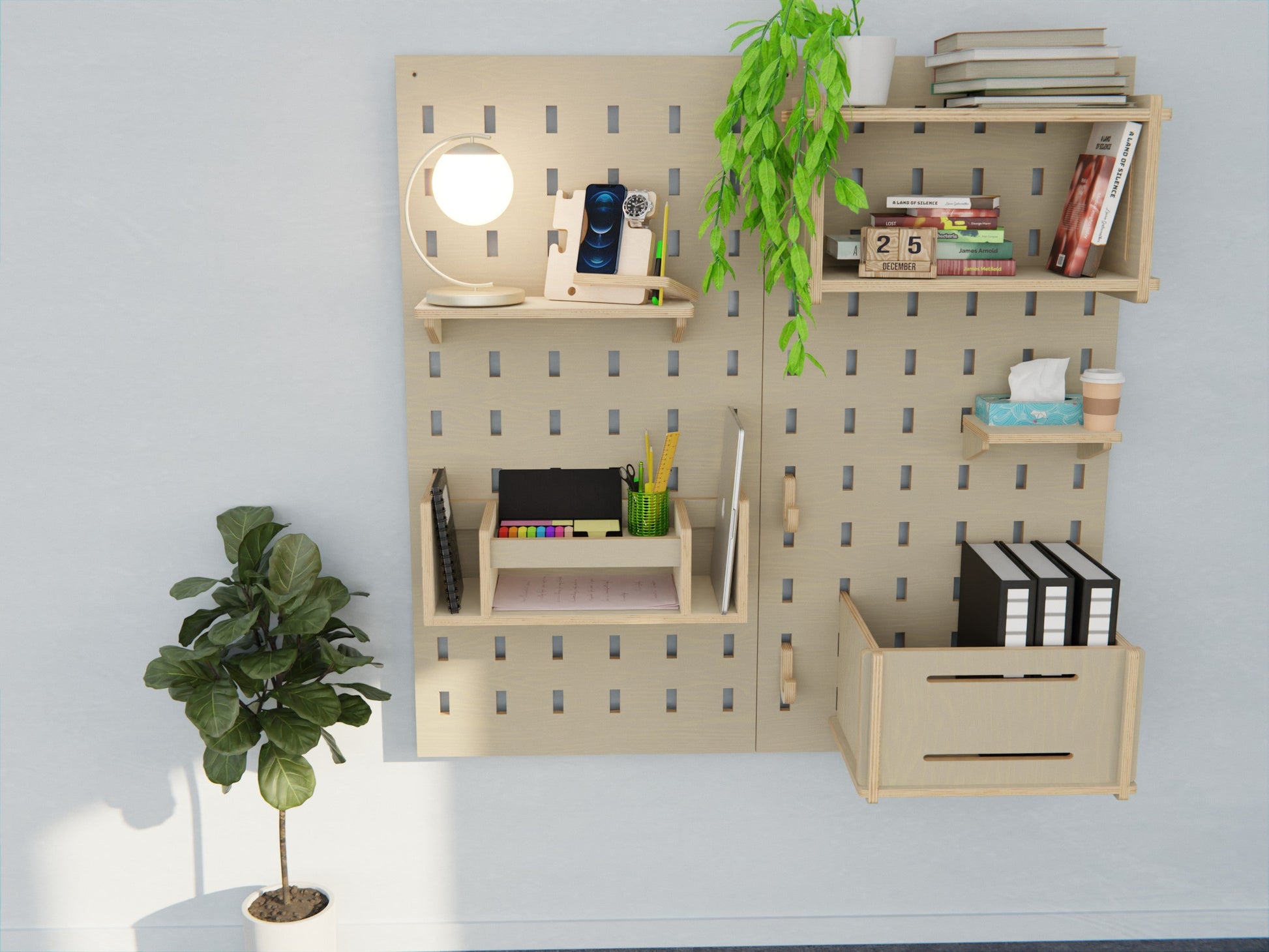 Wooden pegboard organisation Auckland